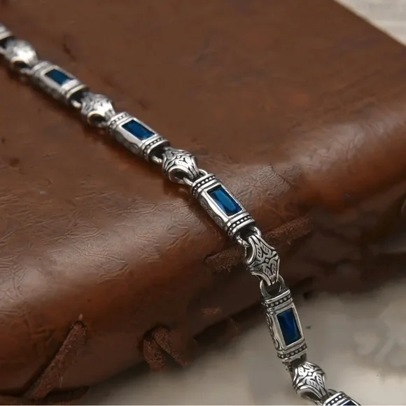 Fathers Day Blue Gem Motif Bracelet - Picture 3 of 5